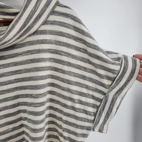 Anthropologie t.la Taupe and Cream Striped Top Cowl Neck Roll Sleeve/ Hem| S - Picture 7 of 11